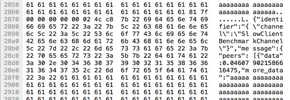 Image of WebSocket packet with another WebSocket packet in the middle of it