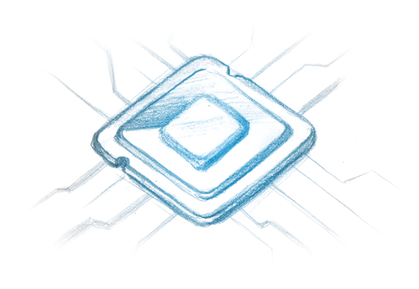 Drawing of a CPU chip